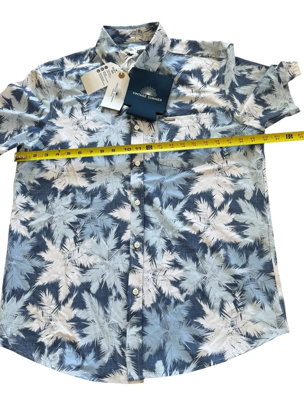 Vintage Summer vacay swimwear Men’s Blue Palm-Print shirt